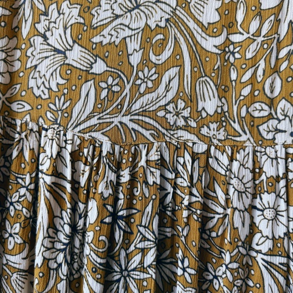 Rachel Ashwell Mini Floral Mustard Dress SZ XS Tiered - Picture 3 of 6